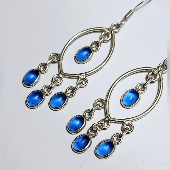 Quartz silver dangle earrings 2.25" - Picture 5 of 6